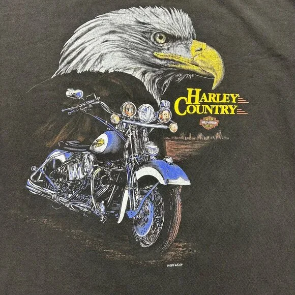 Vintage Harley Davidson Graphic Tee Mens XL Country Eagle Short Sleeve Black - Picture 3 of 10